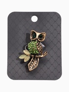 Брошь «Сова на ветке», цвет зелёный в чернёном золоте - Фото 4