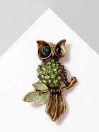 Брошь «Сова на ветке», цвет зелёный в чернёном золоте - Фото 5