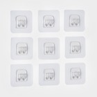 Крючки для полок самоклеящиеся, 5,6×5,6 см, 10 шт, прозрачная основа 9791682