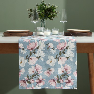 Дорожка «Доляна. Магнолия», 40×146 см, рогожка 158 г/м², 50% хлопок, 50% п/э