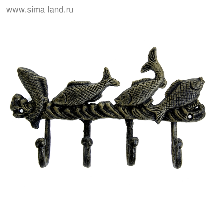 Крючки декоративные металл "Рыбки на волне" 2,8х12х30,7 см - Фото 1