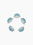 Шарм «Мультяшка» овечка, цветной в серебре (комплект 5 шт) - фото 45958074