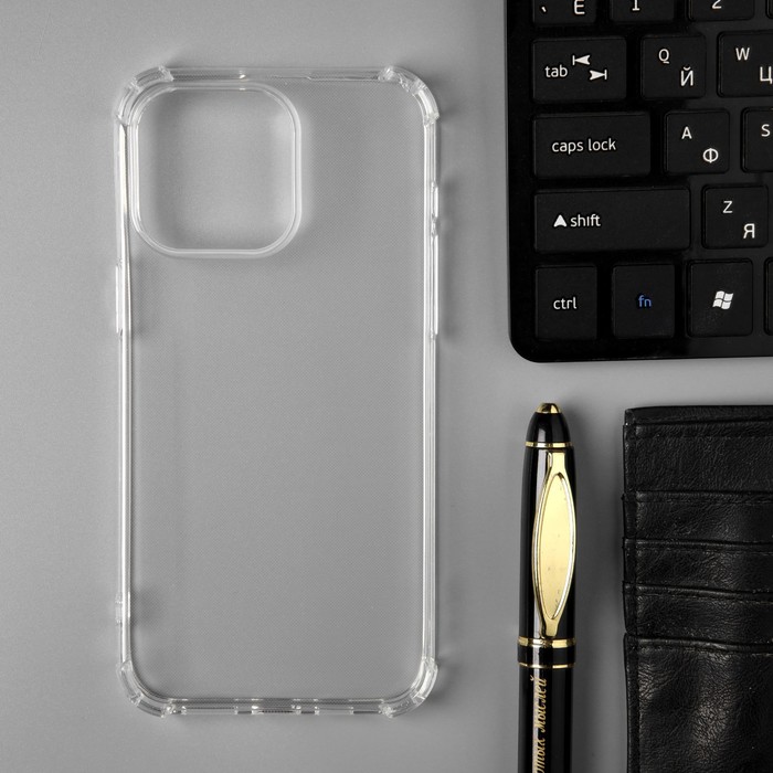 Чехол PERO, для телефона Apple iPhone 15 Pro Max, силиконовый, прозрачный, усиленный - Фото 1