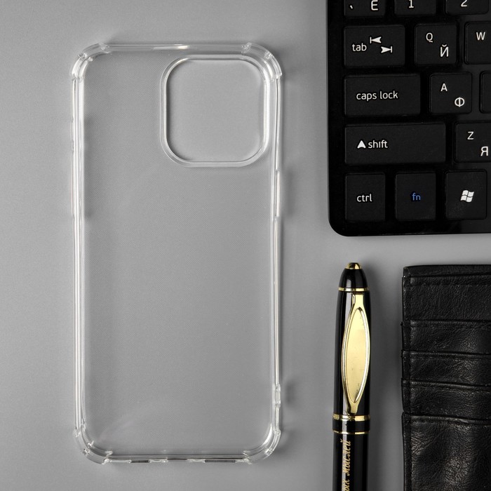 Чехол PERO, для телефона Apple iPhone 15 Pro Max, силиконовый, прозрачный, усиленный