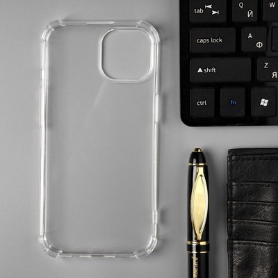 Чехол PERO, для телефона Apple iPhone 15, силиконовый, прозрачный, усиленный