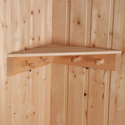 Полка угловая для бани и сауны, деревянная, 4 крючка, «Добропаровъ»