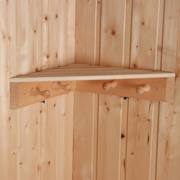 Полка угловая для бани и сауны, деревянная, 4 крючка, «Добропаровъ» - Фото 1