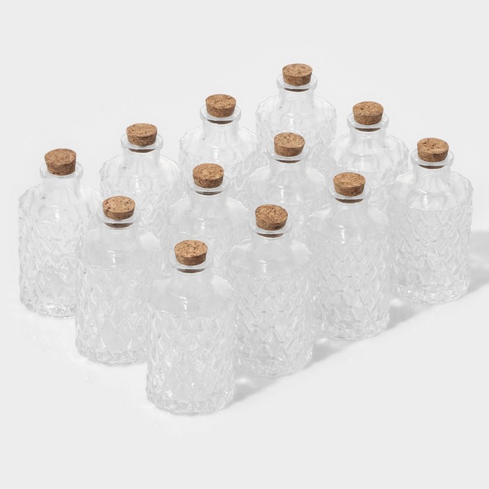 Набор баночек для специй с пробковой крышкой Доляна «Парфе», 130 мл, 11.5×5.5 см, 12 шт., стекло - Фото 1