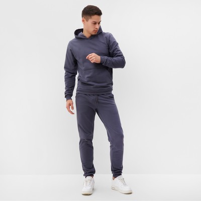 Комплект мужской (фуфайка/брюки) НАЧЁС, цвет тёмно-серый, размер 52