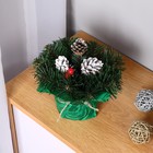 Новогодняя композиция "Рождевственская" шишки снег+ягоды 20 см - фото 4526631