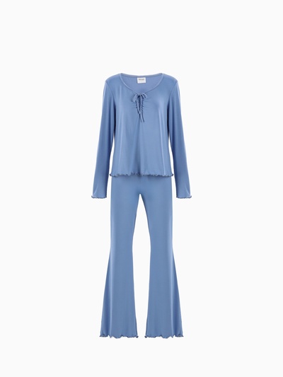 Пижама женская (лонгслив, брюки) MINAKU: Home collection, размер 46, голубая