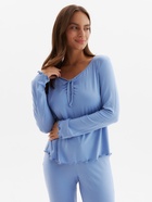 Пижама женская (лонгслив, брюки) MINAKU: Home collection, размер 48, голубая - Фото 2