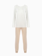 Пижама женская (лонгслив, брюки) MINAKU: Home collection, размер 44, цвет экрю, тёмно-бежевый - фото 23561956