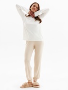 Пижама женская (лонгслив, брюки) MINAKU: Home collection, размер 48, цвет экрю, тёмно-бежевый - Фото 8