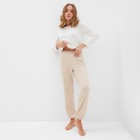 Пижама женская (лонгслив, брюки) MINAKU: Home collection, размер 50, цвет экрю, тёмно-бежевый - Фото 3
