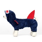 Комбинезон «Акула», с капюшоном, размер S, ДС 25 см, ОГ 35 см, ОШ 25 см, синий - Фото 4