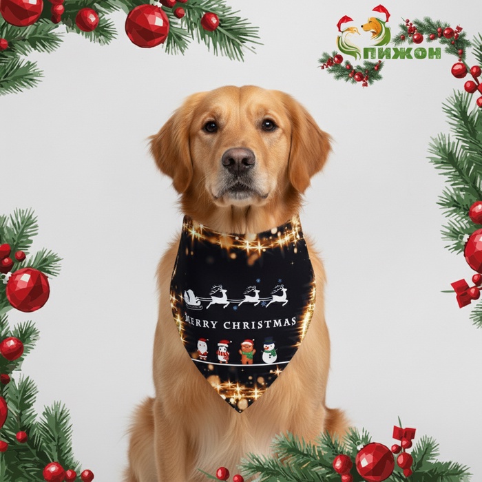 Бандана для животных Merry christmas, размер L (ОШ до 62 см) - Фото 1