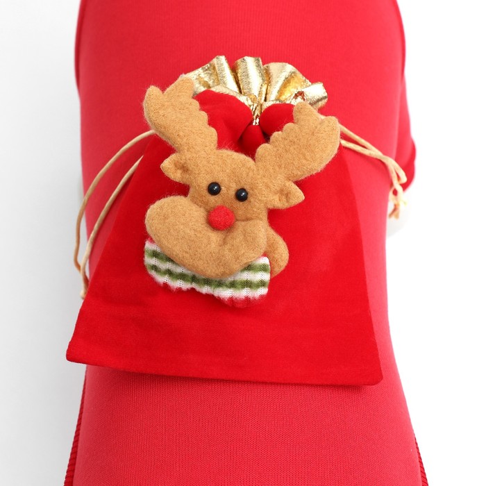 Кофта новогодняя для животных "Подарок", размер S (ДС 20, ОГ 32 см), красный