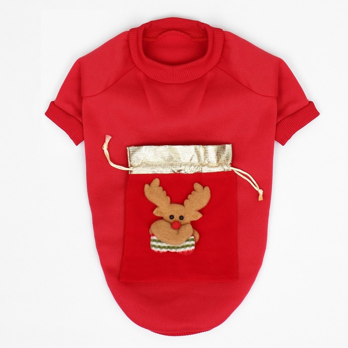 Кофта новогодняя для животных "Подарок", размер XL (ДС 40, ОГ 50 см), красный