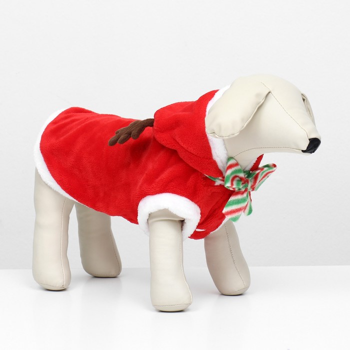 Костюм для животных «Новогодний с рожками», размер S (ДС 25, ОГ 35 см)
