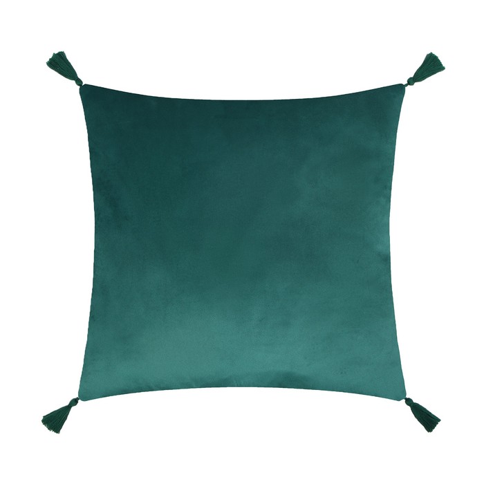 Наволочка декоративная с кисточками Этель цвет зелёный, 45х45 см, полиэстер, велюр - Фото 1