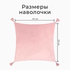 Набор декоративных наволочек Этель с кисточками, цвет розовый, 45×45 см - 2 шт., полиэстер, велюр - Фото 2