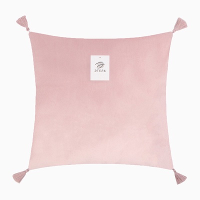 Набор декоративных наволочек Этель с кисточками, цвет розовый, 45×45 см - 2 шт., полиэстер, велюр