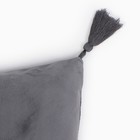 Набор декоративных наволочек Этель с кисточками, цвет серый, 45х45 см - 2 шт, полиэстер, велюр - Фото 2