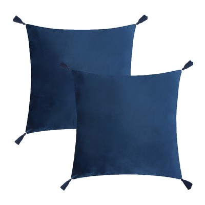 Набор декоративных наволочек Этель с кисточками, цвет синий, 45х45 см - 2 шт, полиэстер, велюр