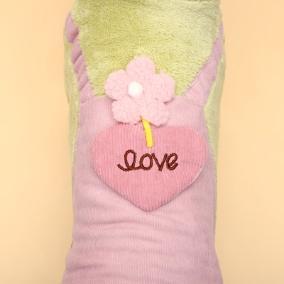 Комбинезон Love, размер XL, ДС 40 см, ОГ 50 см, ОШ 40 см, зелёный, розовый