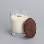 Свеча из соевого воска в стакане с деревянным фитилем и крышкой "Весенний ландыш", 110 гр - Фото 2