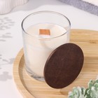 Свеча из соевого воска в стакане с деревянным фитилем и крышкой "Кокосовый рай", 110 гр - фото 300056755