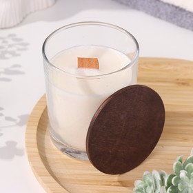 Свеча из соевого воска в стакане с деревянным фитилем и крышкой "Кокосовый рай", 110 гр