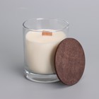 Свеча из соевого воска в стакане с деревянным фитилем и крышкой "Кокосовый рай", 110 гр - Фото 2