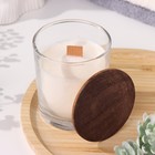 Свеча из соевого воска в стакане с деревянным фитилем и крышкой "Нежный кашемир", 110 гр - фото 9611949