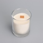 Свеча из соевого воска в стакане с деревянным фитилем и крышкой "Нежный кашемир", 110 гр - фото 9611952