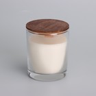 Свеча из соевого воска в стакане с деревянным фитилем и крышкой "Нежный кашемир", 110 гр - фото 9611953