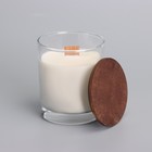 Свеча из соевого воска в стакане с деревянным фитилем и крышкой "Французская ваниль", 110 гр - Фото 2