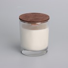 Свеча из соевого воска в стакане с деревянным фитилем и крышкой "Французская ваниль", 110 гр - фото 9611958