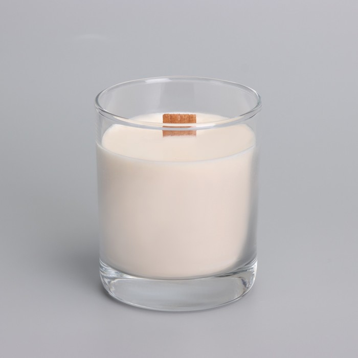 Свеча из соевого воска в стакане с деревянным фитилем и крышкой "Сандаловое дерево", 110 гр - фото 1909361477