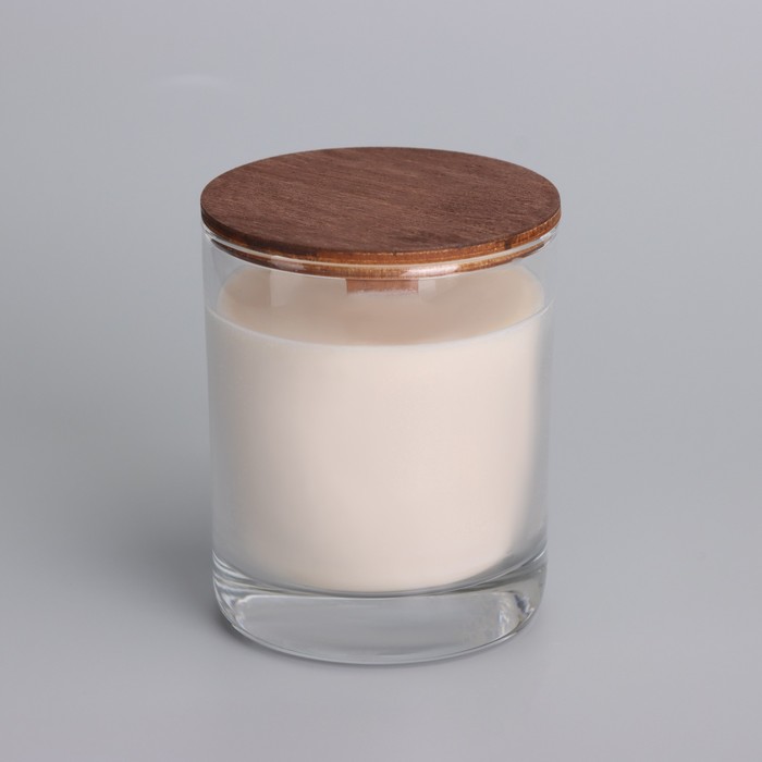 Свеча из соевого воска в стакане с деревянным фитилем и крышкой "Сандаловое дерево", 110 гр - фото 1909361479