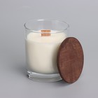 Свеча из соевого воска в стакане с деревянным фитилем и крышкой "Ванильный капучино", 110 гр - фото 9611965