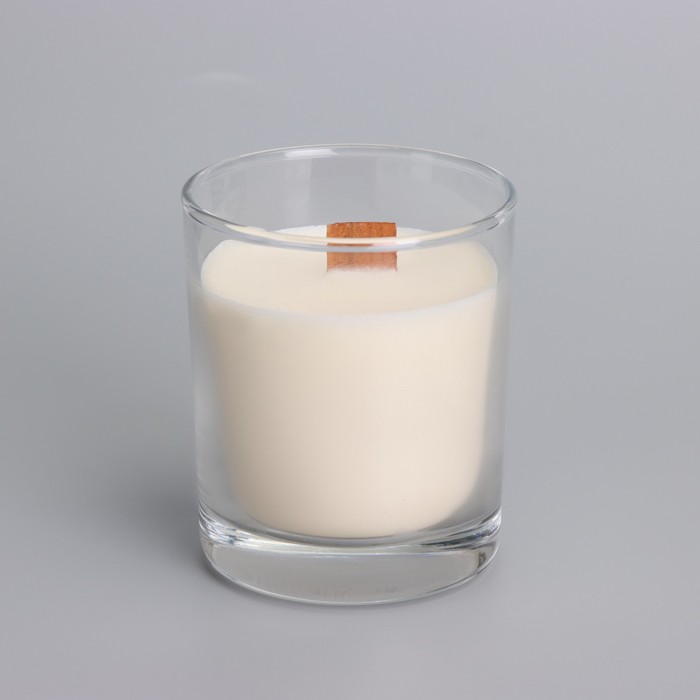Свеча из соевого воска в стакане с деревянным фитилем и крышкой "Ароматная корица", 110 гр - фото 1909361487