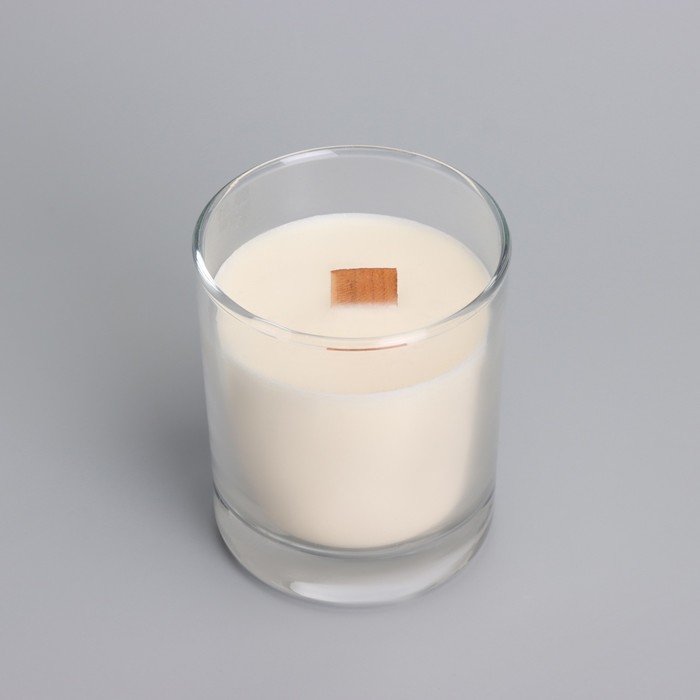 Свеча из соевого воска в стакане с деревянным фитилем и крышкой "Ароматная корица", 110 гр - фото 1909361488