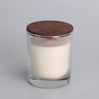 Свеча из соевого воска в стакане с деревянным фитилем и крышкой "Ароматная корица", 110 гр - фото 9611973