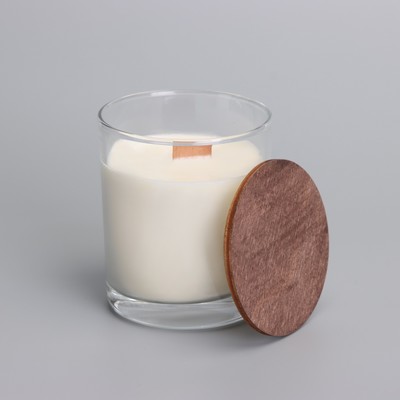 Ароматическая свеча в стакане с крышкой «Нежная орхидея», из соевого воска, с деревянным фитилем, 110 г