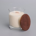 Свеча из соевого воска в стакане с деревянным фитилем и крышкой "Горная лаванда", 110 гр - фото 9612000