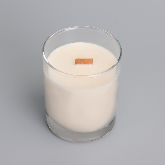 Свеча из соевого воска в стакане с деревянным фитилем и крышкой "Горная лаванда", 110 гр - фото 1909361518
