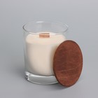 Свеча из соевого воска в стакане с деревянным фитилем и крышкой "Черная смородина", 110 гр - фото 9612005