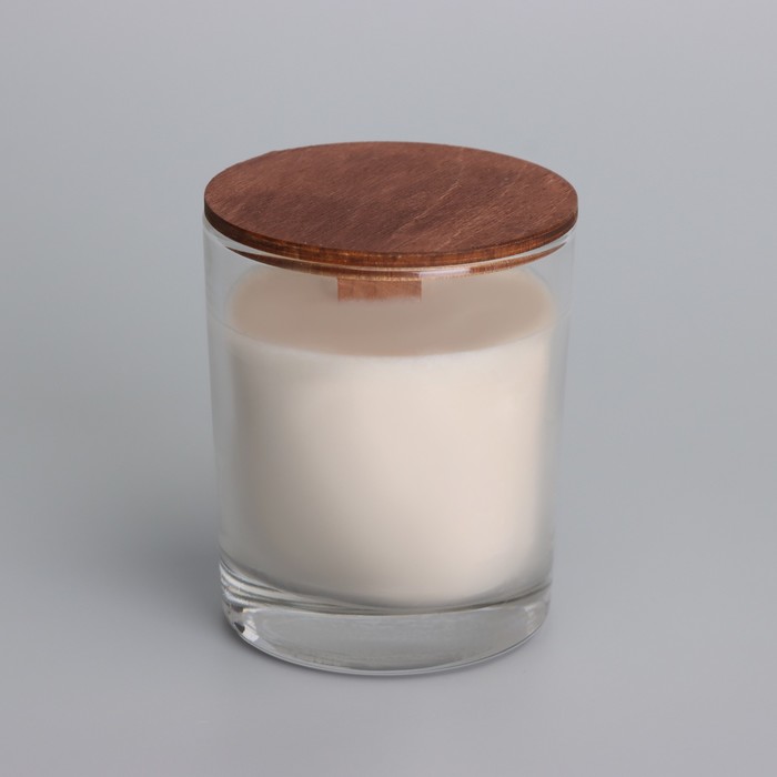 Свеча из соевого воска в стакане с деревянным фитилем и крышкой "Черная смородина", 110 гр - фото 1909361524